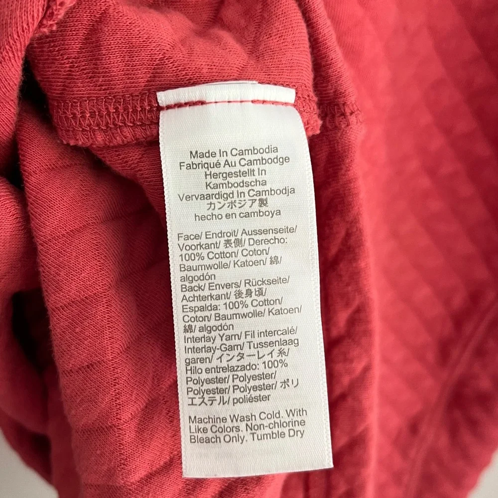 J. Crew Red Zip Up Quilted Sweatshirt size Medium